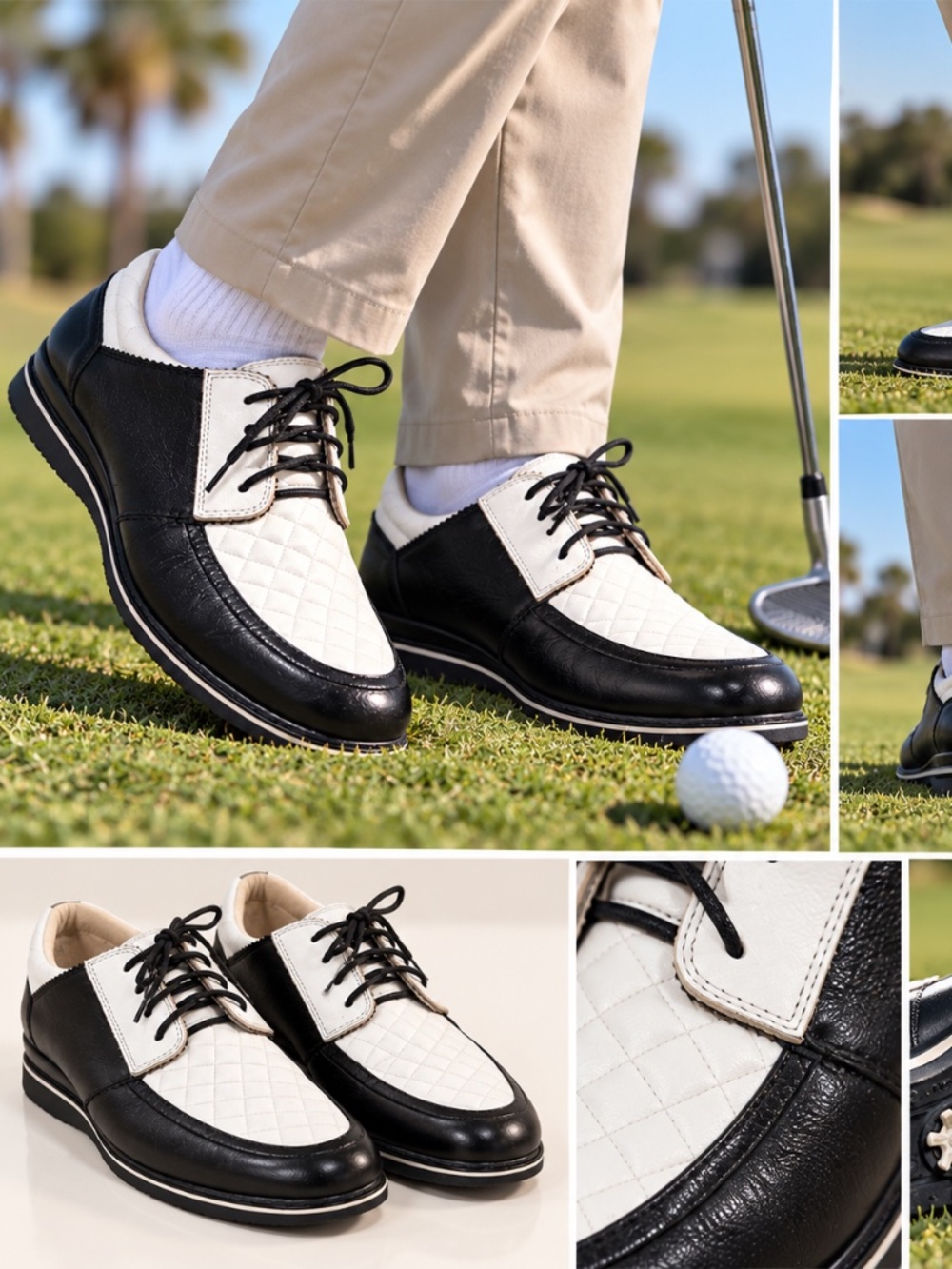 G/FORE Men’s Gallivanter Golf Shoes Black White Leather US 8.5
